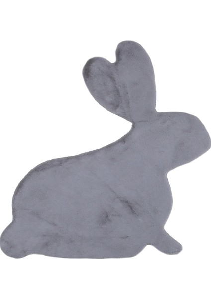 Yumuşak Yıkanabilir Tavşan Şekilli Gri Post Halı