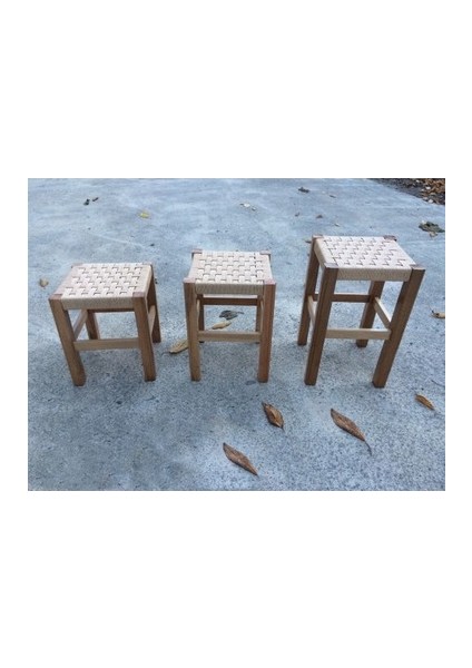 45 cm Hasır Tabure Ceviz Renk