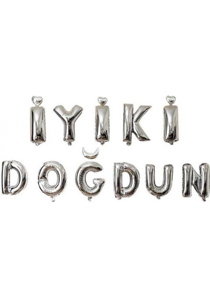 Gümüş Iyiki Doğdun Folyo Balon Set
