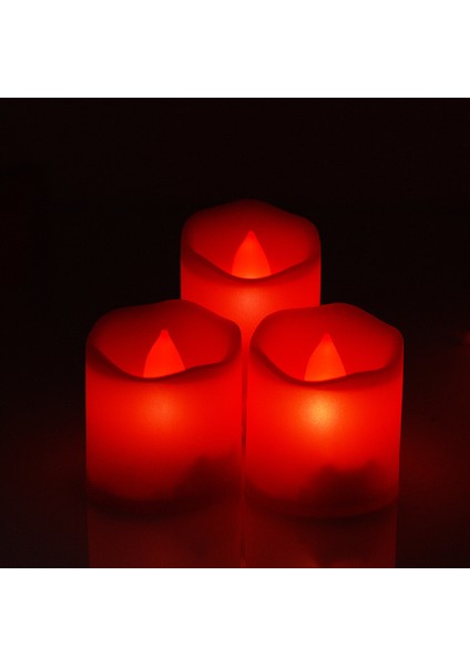 3 Lü LED Dumansız Pilli Mum Işık Kırmızı