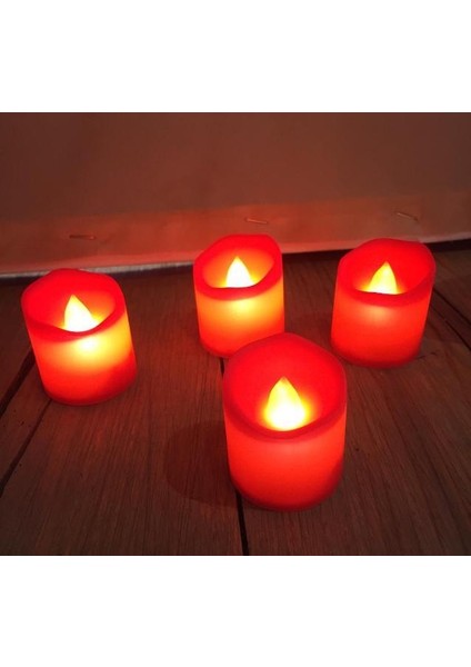 3 Lü LED Dumansız Pilli Mum Işık Kırmızı