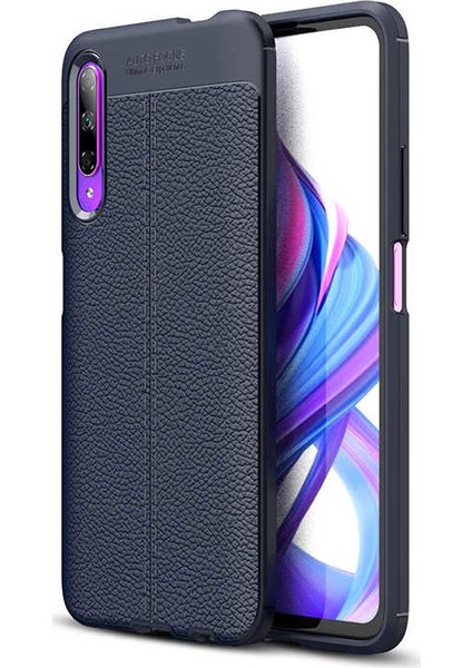 - Huawei P Smart Pro 2019 (STKUYUMLUL21) - Kılıf Deri Görünümlü Auto Focus Karbon Niss Silikon Kapak