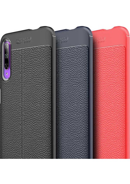 Huawei P Smart Pro 2019 Kılıf Ultra Korumalı Deri Desenli Lüx Niss Silikon Kılıf + Nano Ekran Koruyucu Kırmızı fiyatları