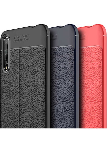 Huawei P Smart S (Y8P) Kılıf Ultra Korumalı Deri Desenli Lüx Niss Silikon Kılıf + Tam Kaplayan 6d Nano Ekran Koruyucu Siyah
