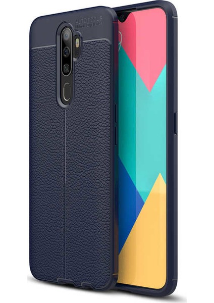 - Oppo A5 2020 - Kılıf Deri Görünümlü Auto Focus Karbon Niss Silikon Kapak
