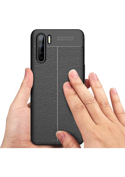 Oppo Reno 3 Kılıf Ultra Korumalı Deri Desenli Lüx Niss Silikon Kılıf + Nano Ekran Koruyucu Lacivert modelleri