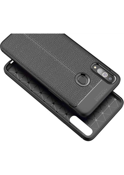 Samsung Galaxy A20S Kılıf Ultra Korumalı Deri Desenli Lüx Niss Silikon Kılıf + Tam Kaplayan 5d Cam Ekran Koruyucu Lacivert modelleri