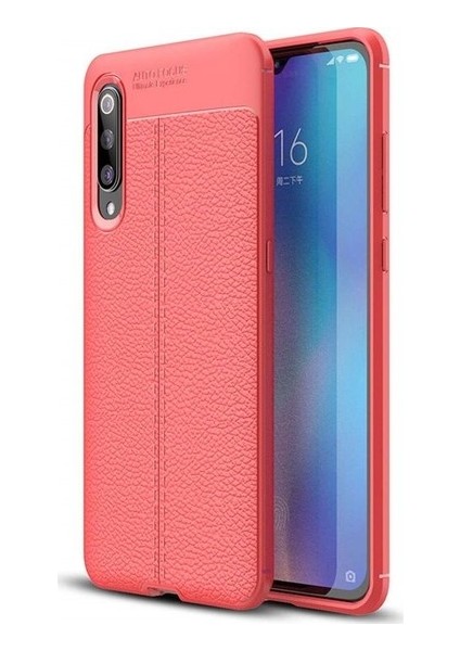 Samsung Galaxy A30S Kılıf Ultra Korumalı Deri Desenli Lüx Niss Silikon Kılıf + Tam Kaplayan 5d Cam Ekran Koruyucu Kırmızı