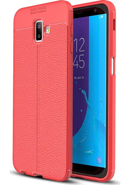 - Samsung Galaxy J6 Plus - Kılıf Auto Focus Karbon Niss Silikon Kapak - Kırmızı - T6134