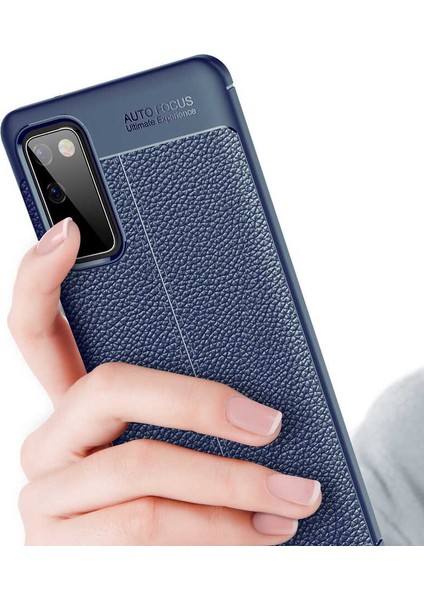 Samsung Galaxy S20 Fe Kılıf Ultra Korumalı Deri Desenli Lüx Niss Silikon Kılıf + Tam Kaplayan 5d Cam Ekran Koruyucu Lacivert modelleri