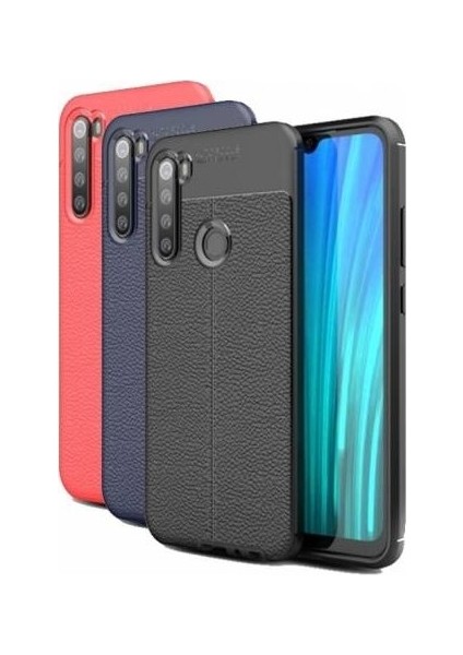 Xiaomi Redmi Note 8 Kılıf Ultra Korumalı Deri Desenli Lüx Niss Silikon Kılıf + Cam Ekran Koruyucu Lacivert fiyatları