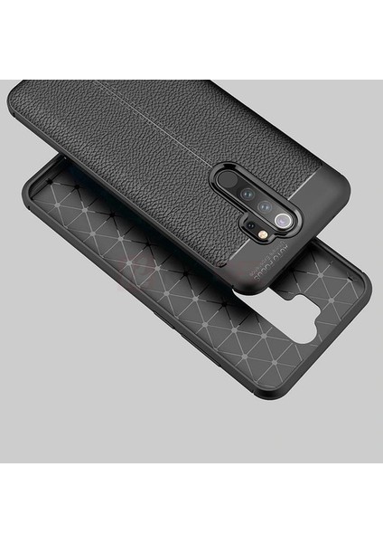 Xiaomi Redmi Note 8 Pro Kılıf Ultra Korumalı Deri Desenli Lüx Niss Silikon Kılıf + Tam Kaplayan 6d Nano Ekran Koruyucu Lacivert modelleri