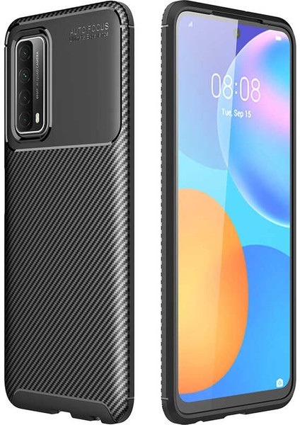 - Huawei P Smart 2021 - Kılıf Auto Focus Karbon Negro Silikon Kapak - Siyah - T15492