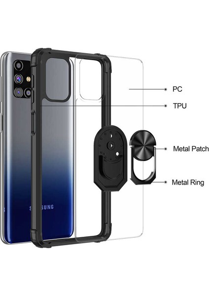 Samsung Galaxy A51 Military Armor Tank Zırh Arkası Şeffaf Köşe Korumalı Mola Kapak