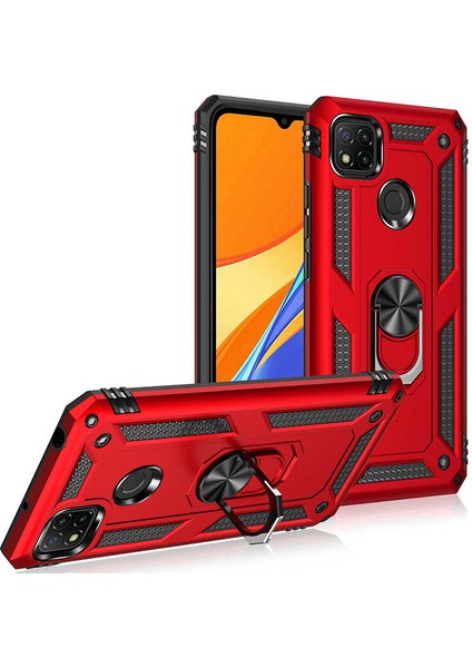 Xiaomi Redmi 9c Kılıf Military Armor Yüzüklü Standlı Zırh Tank Darbe Emici Vega Kapak