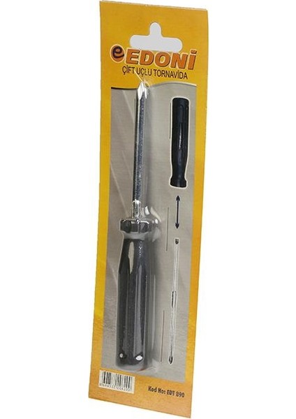 EDT890 Çift Uçlu Tornavida Yıldız+Düz Değişken Uçlu 15 cm