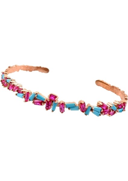 Firuze ve Ruby Baget Zirkon Ayarlı Bileklik