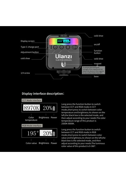 VL49 Rgb LED Fotoğraf ve Video Işığı (Yurt Dışından)