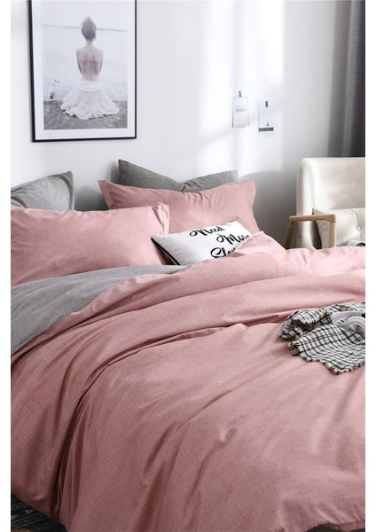 Tek Kişilik Ranforce Çift Taraflı Nevresim Takımı - Düz Çarşaflı