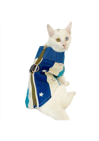 Blue Stars Su Itici Yağmurluk Kedi Yağmurluğu