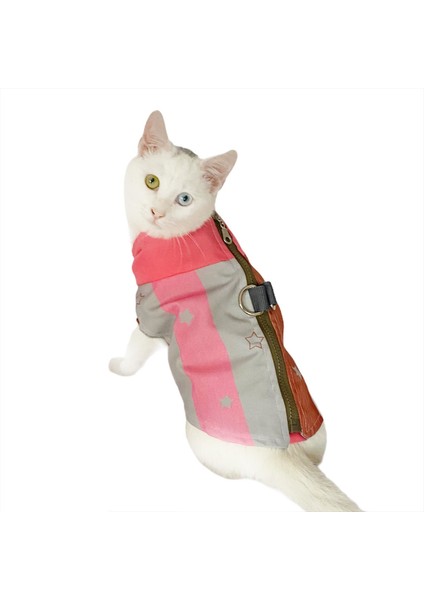 Pink Stars Su Itici Yağmurluk Kedi Yağmurluğu