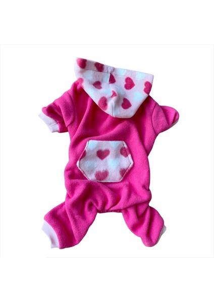 Pink Hearts Polar Kapşonlu Köpek Tulumuköpek Kıyafeti modelleri