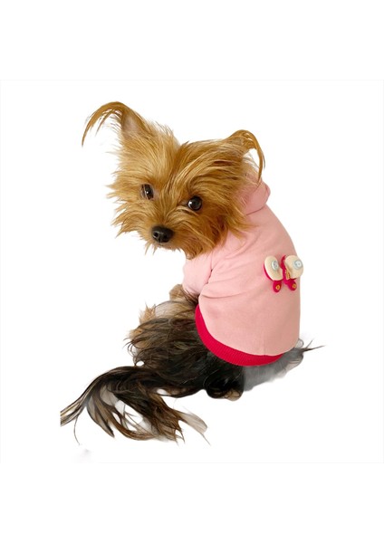 Pembe Kelebek Kapşonlu Sweat By Kemique Köpek Kazağı