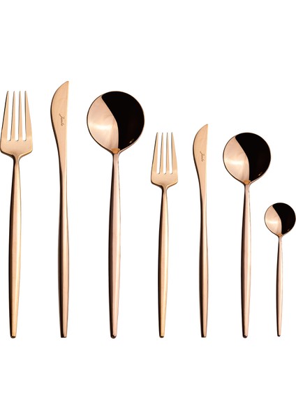 9000 Titanyum Bronz 84 Parça 12 Kişilik Çatal Kaşık Bıçak Seti