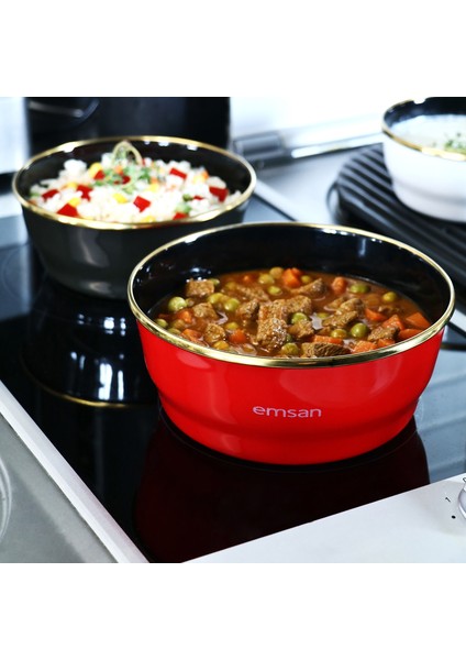 Troy Emaye 3'lü Saklama Kabı Kırmızı fiyatları