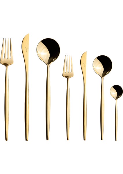 9000 Titanyum Gold 84 Parça 12 Kişilik Çatal Kaşık Bıçak Seti