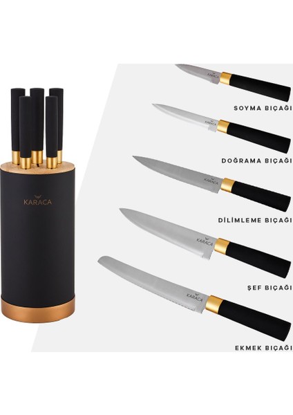 Woodland Black 6 Parça Bıçak Seti