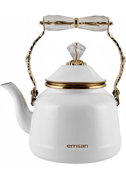 Troy Vintage İndüksiyon Tabanlı Beyaz Kettle