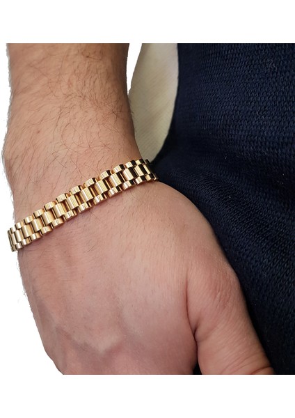 Gold 316 L Çelik Parlak ve Mat Erkek Bileklik ED02SR