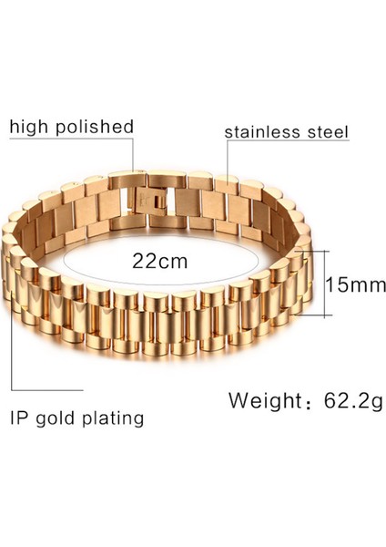 Gold 316 L Çelik Parlak ve Mat Erkek Bileklik EH89SR fırsatları