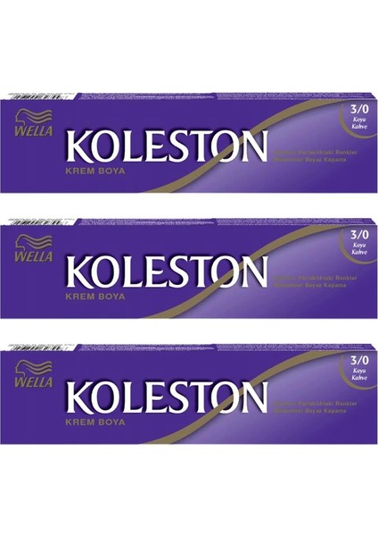 Koleston Tüp Boya 50 ml - 3.0 Koyu Kahve 3 Adet