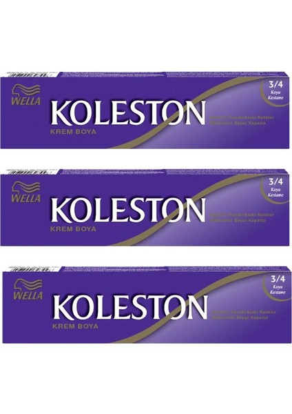 Koleston Tüp Boya 50 ml - 3.4 Koyu Kestane 3 Adet