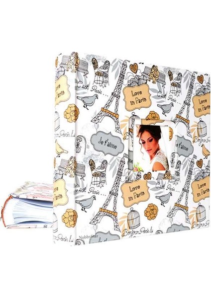 200'LÜK 10x15 Cm. Pencereli Deri Yeşil Deseni Memory Fotoğraf Albümü