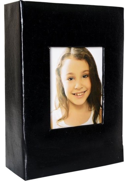 100'LÜK 10x15cm Pencereli Siyah Deri Fotoğraf Albümü
