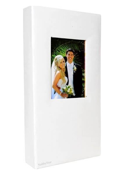 300'LÜK Beyaz Deri 10x15cm Pencereli Fotoğraf Albümü