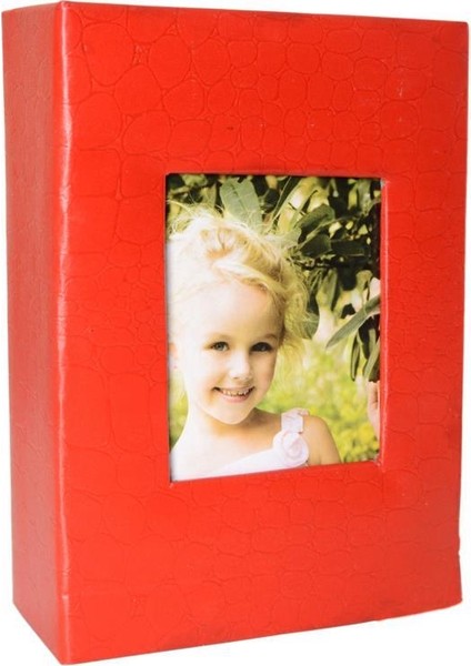 100'LÜK 10x15cm Pencereli Kırmızı Deri Fotoğraf Albümü