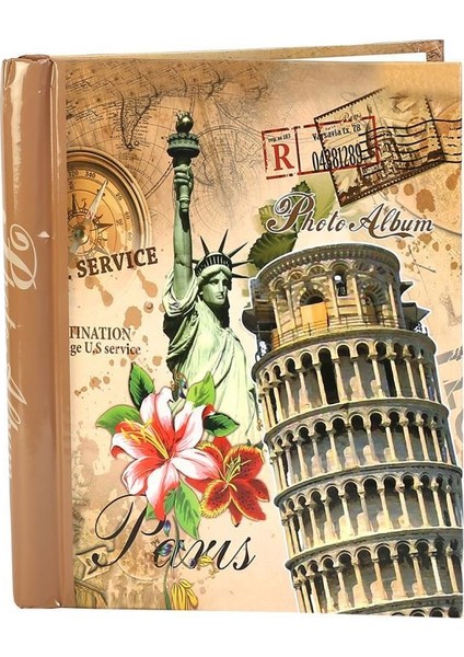 40 Sayfa 24x29 Cm. Yapışkanlı Piza Kulesi Desenli Manyetik Fotoğraf Albümü