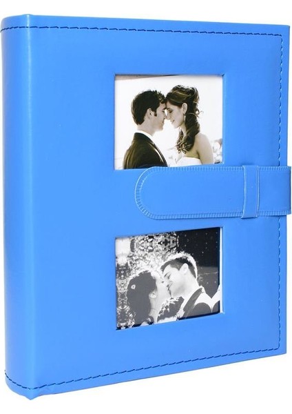 100'LÜK 13x18cm Mavi Pencereli Deri Fotoğraf Albümü