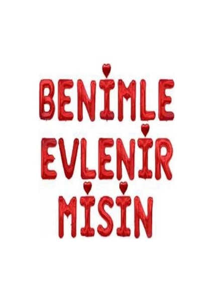 Benimle Evlenirmisin Kırmızı Folyo Balon Seti