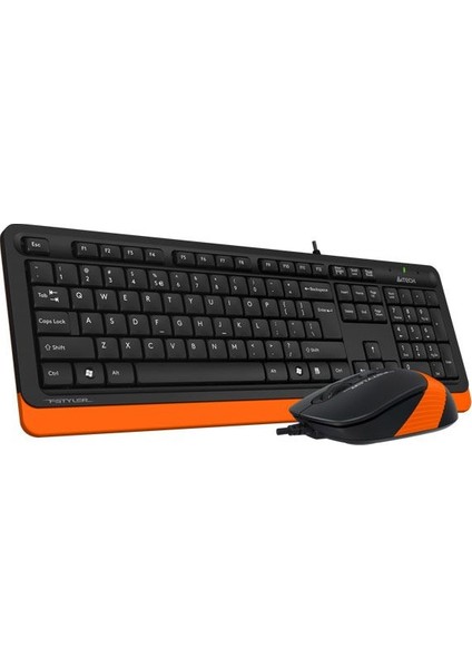 A4 Tech F1010 Kbl USB Qklavye-Mouse Set,turuncu-Si