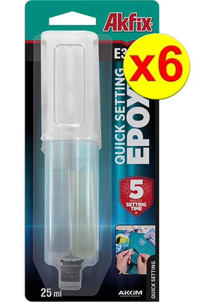 E340 Hızlı Epoksi Yapıştırıcı Şırınga 25ML 6 Adet