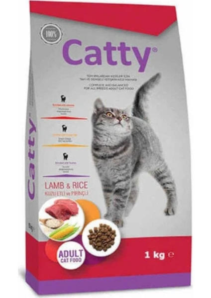 Kuzu Etli Pirinçli Yetişkin Kedi Maması 1 kg