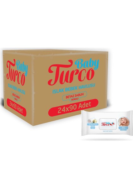 Baby Turco Beyaz Sabun Kokulu Islak Havlu 24 x 90'lı