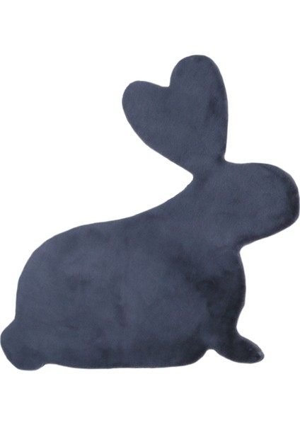 Yumuşak Yıkanabilir Tavşan Şekilli Koyu Gri Post Halı