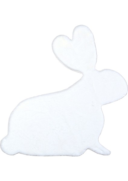 Yumuşak Yıkanabilir Tavşan Şekilli Beyaz Post Halı