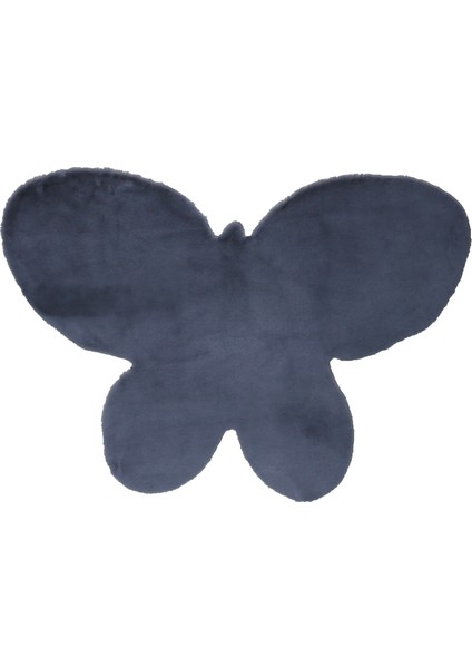 Yumuşak Yıkanabilir Kelebek Şekilli Koyu Gri Post Halı